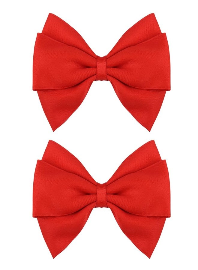 Kefley Silky Satin Bow Hair Clips for Women Girls Red Hair Bows Alligator Clips for Girls Hair Small Cute Ribbon Bow Bowknot Barrettes Hairpins for Birthday Party Christmas Bows 2 PCS - Image 1